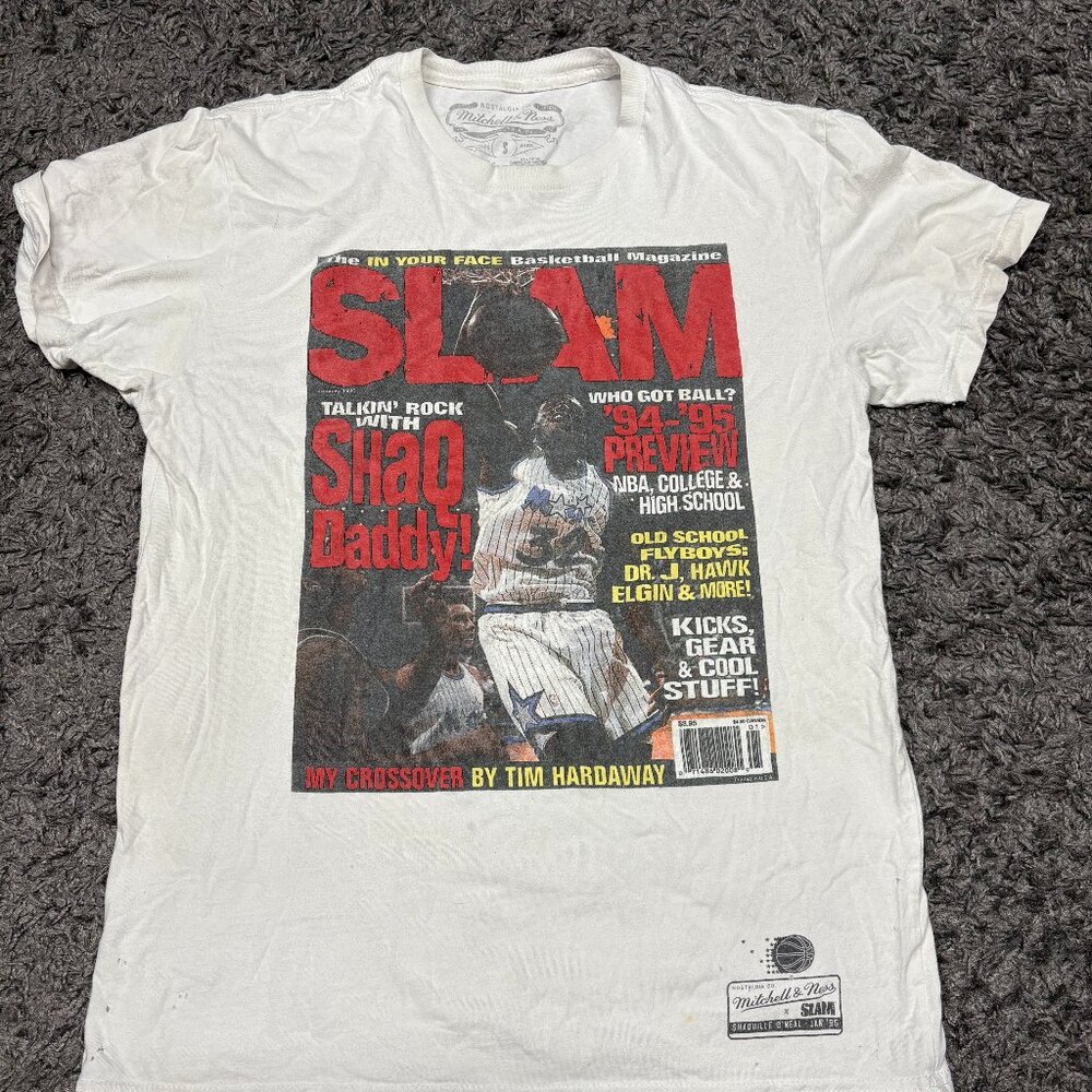 Mitchell & Ness Shaq Shaquille O'Neil Basketball T-Shirt Men's Size Small White